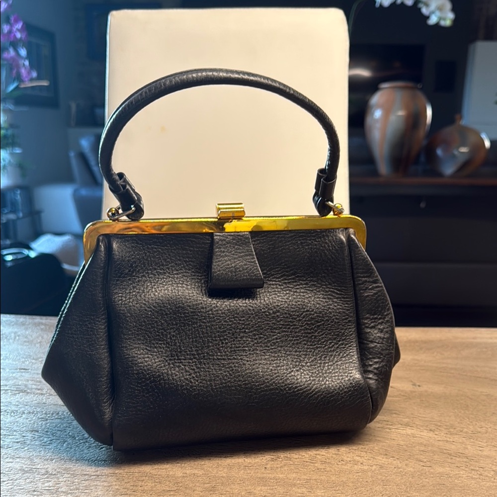 VINTAGE  Justin Black Leather Handbag